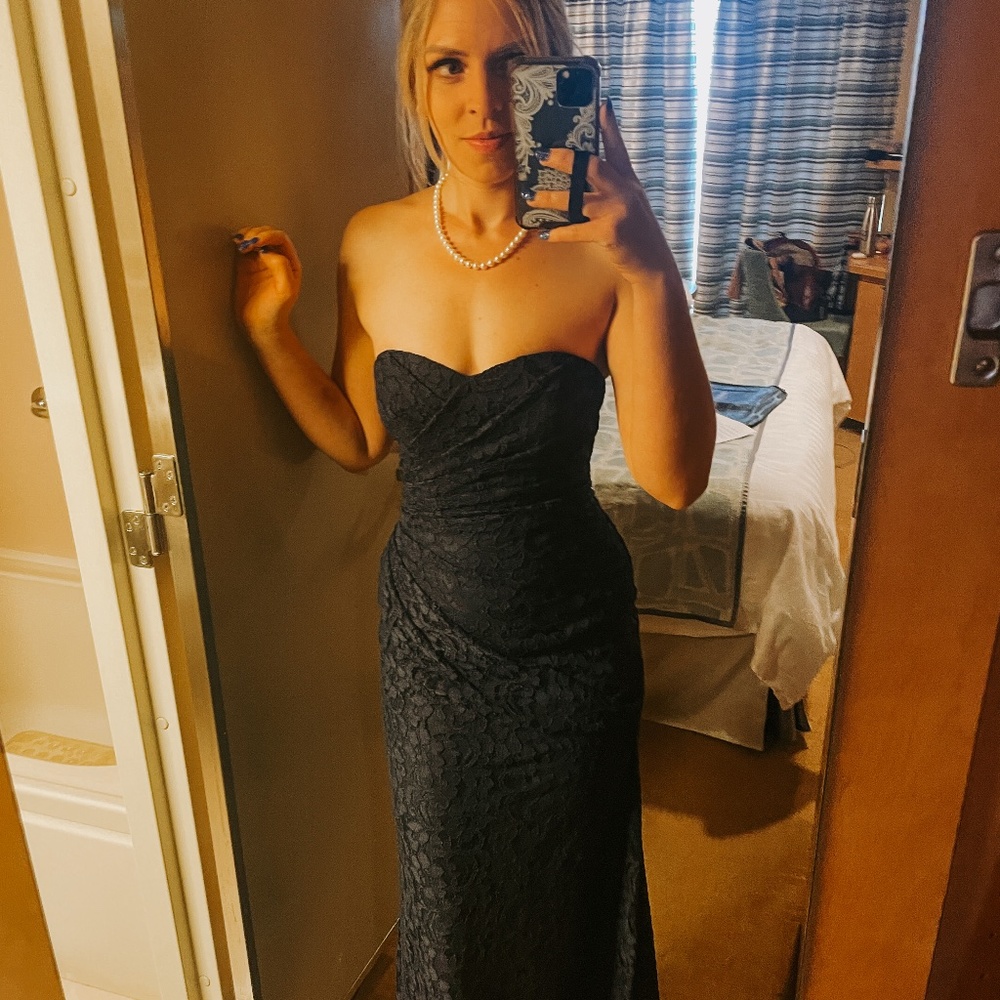 Navy blue (marine) floor length sleeveless dress